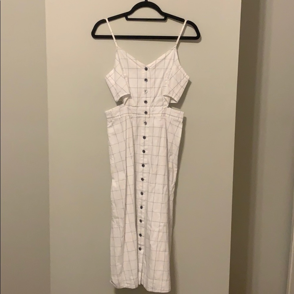 Madewell Windowpane Cutout Midi Dress - White